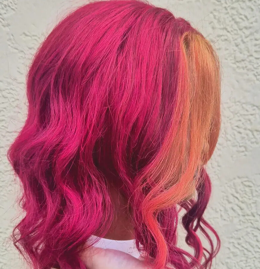 Vivid pink and tangerine color work